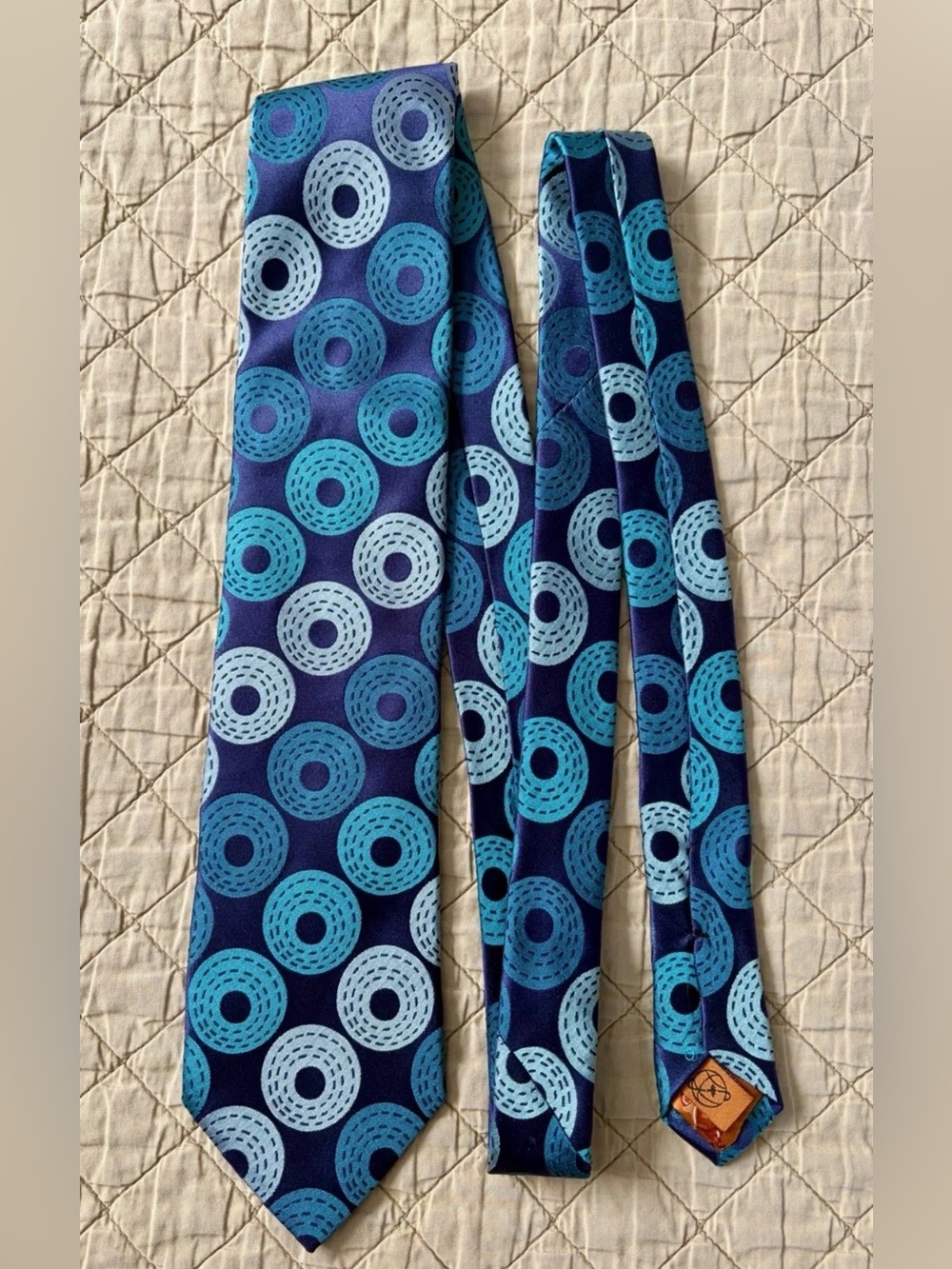Simon Carter London Tie Purple Teal Geometric Circle Silk Made Italy Designer